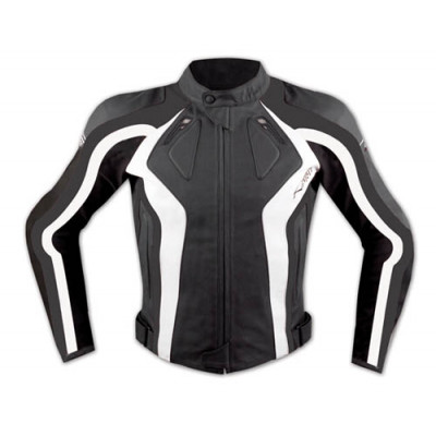 Geacă de piele A-PRO FLANGER BLACK/WHITE