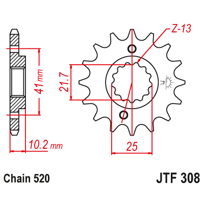 Pinion fata cu garnitura cauciuc JTF308,14RB