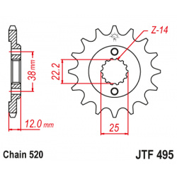 Pinion față JTF495,15