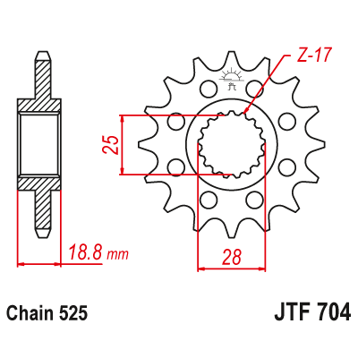 Pinion fata cu garnitura cauciuc JTF704,16RB