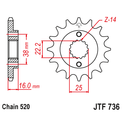 Pinion față JTF736,13 Pinion față JTF736,13