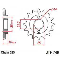 Pinion față JTF740,16 Pinion față JTF740,16