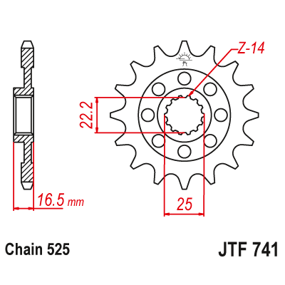 Pinion fata cu garnitura cauciuc  JTF741,15RB