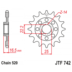 Pinion față JTF742,15