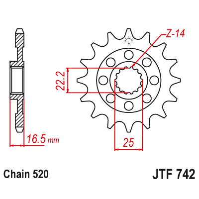 Pinion față JTF742,14