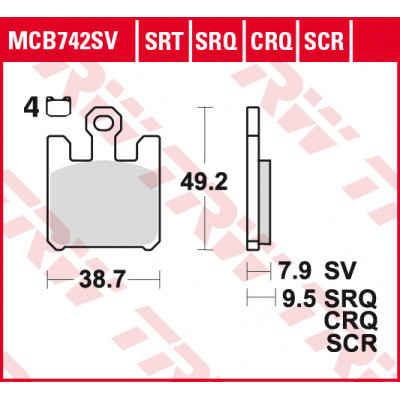 Garnituri frână TRW MCB742SV Garnituri frână TRW MCB742SV