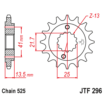 Pinion fata cu garnitura cauciuc JTF296,15RB Pinion fata cu garnitura cauciuc JTF296,15RB