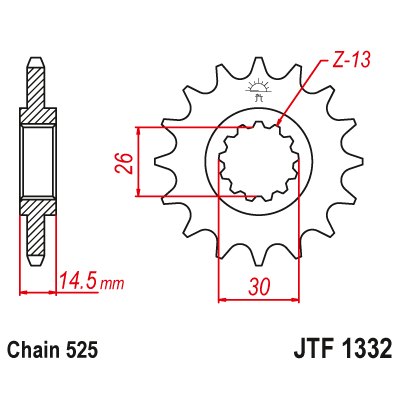 Pinion fata cu garnitura cauciuc JTF1332,15RB Pinion fata cu garnitura cauciuc JTF1332,15RB