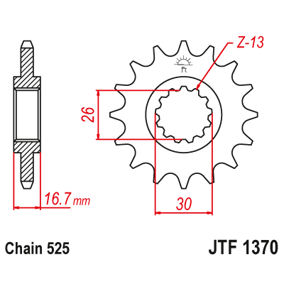 Pinion fata cu garnitura cauciuc JTF1370,16RB Pinion fata cu garnitura cauciuc JTF1370,16RB
