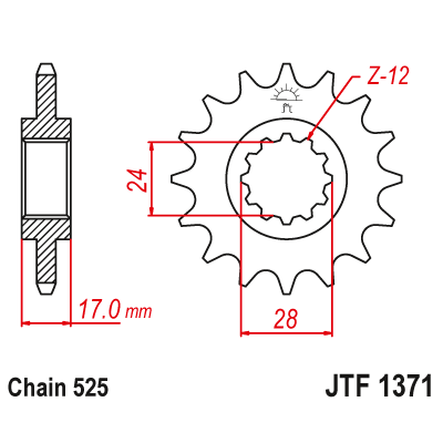 Pinion fata cu garnitura cauciuc JTF1371,15RB