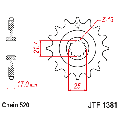 Pinion fata cu garnitura cauciuc JTF1381,15RB Pinion fata cu garnitura cauciuc JTF1381,15RB