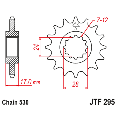 Pinion fata cu garnitura cauciuc JTF295,15RB Pinion fata cu garnitura cauciuc JTF295,15RB