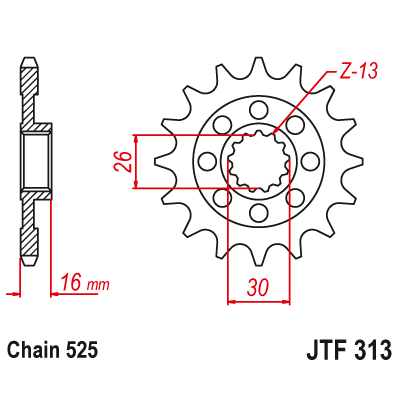 Pinion față JTF313,16 Pinion față JTF313,16