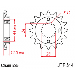Pinion față JTF314,16