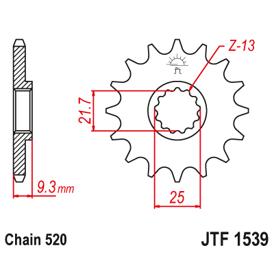 Pinion fata cu garnitura cauciuc JTF1539,14RB