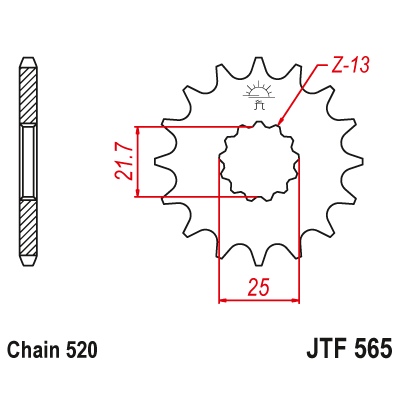 Pinion fata cu garnitura cauciuc JTF565,16RB Pinion fata cu garnitura cauciuc JTF565,16RB