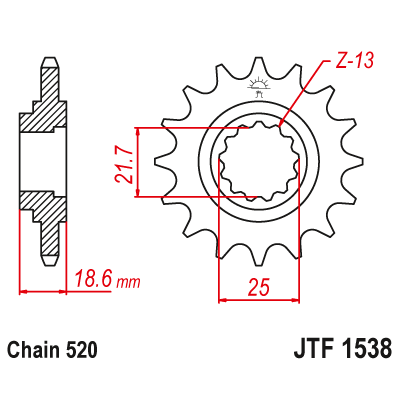 Pinion fata cu garnitura cauciuc JTF1538,15RB Pinion fata cu garnitura cauciuc JTF1538,15RB