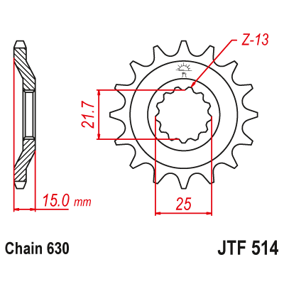 Pinion față JTF514,15