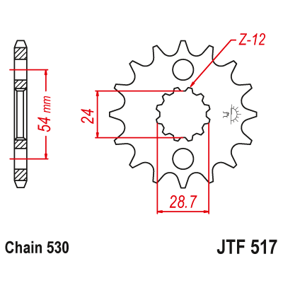 Pinion fata cu garnitura cauciuc JTF517,17RB Pinion fata cu garnitura cauciuc JTF517,17RB
