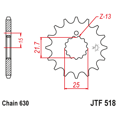Pinion față JTF518,13