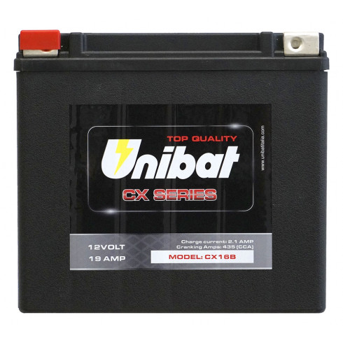 Baterie pentru motocicletă Unibat CX16B 19Ah, 12V Baterie pentru motocicletă Unibat CX16B 19Ah, 12V