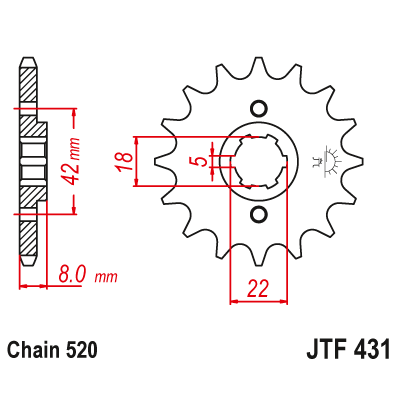 Pinion față JTF431,13 Pinion față JTF431,13