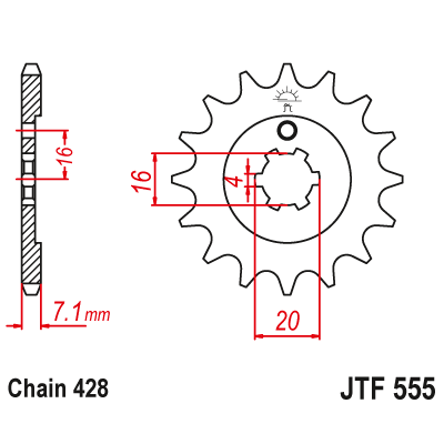 Pinion față JTF555,14 Pinion față JTF555,14
