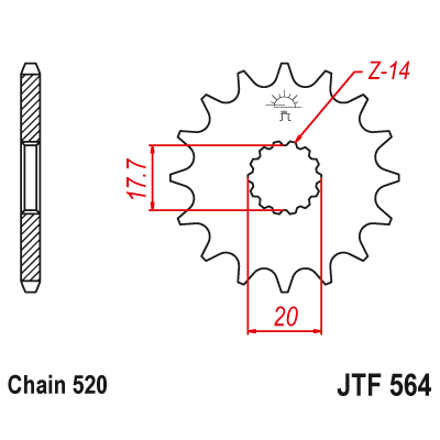Pinion față JTF564,12