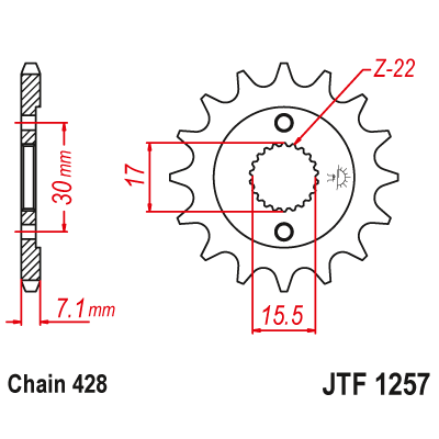 Pinion față JTF1257,14 Pinion față JTF1257,14