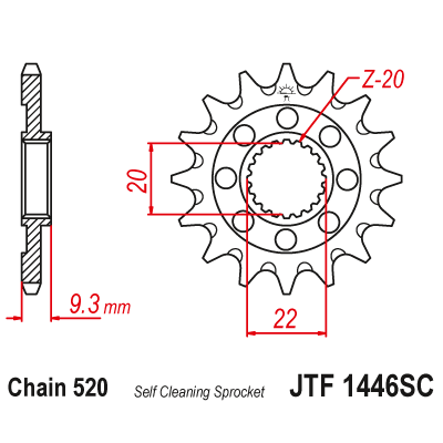 Pinion față JTF1446SC,13 Pinion față JTF1446SC,13