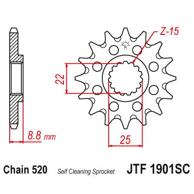 Pinion față auto-curățare JTF1901SC,13