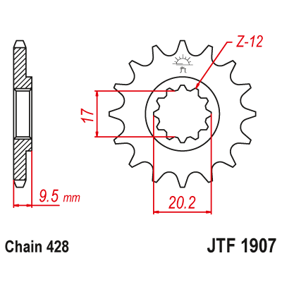 Roată dințată față (pinion) JTF1907,13 Roată dințată față (pinion) JTF1907,13