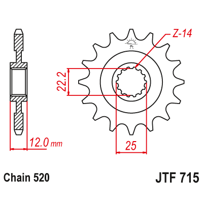 Roată dințată față (pinion) JTF715,12 Roată dințată față (pinion) JTF715,12