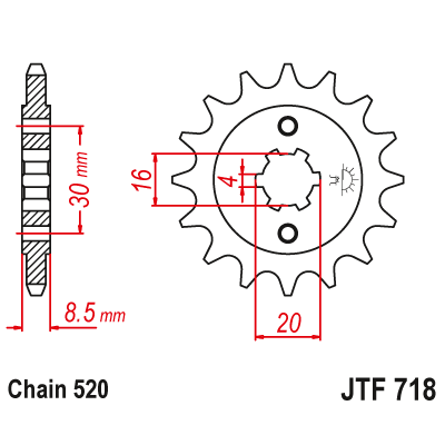Roată dințată față (pinion) JTF718,12 Roată dințată față (pinion) JTF718,12