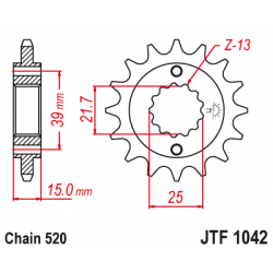 Roată dințată față (pinion) JTF1042,16