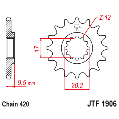 Roată dințată față (pinion) JTF1906,12 Roată dințată față (pinion) JTF1906,12
