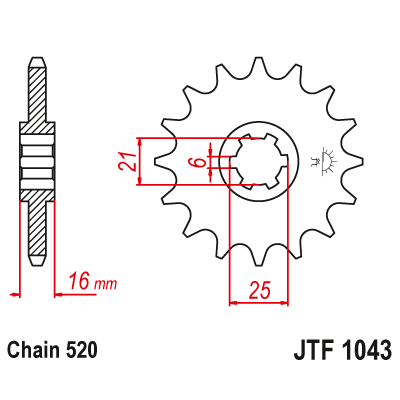Pinion față JTF1043,14