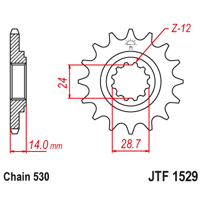 Pinion fata cu garnitura cauciuc JTF1529RB,17 Pinion fata cu garnitura cauciuc JTF1529RB,17