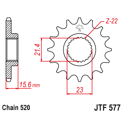 Pinion fata cu garnitura cauciuc JTF577RB,15 Pinion fata cu garnitura cauciuc JTF577RB,15