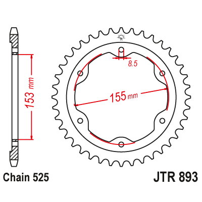 Roata dintata spate JTR893,38 Roata dintata spate JTR893,38