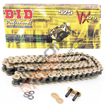 Lanț moto DID 525VX GOLD&BLACK 100-zale  DID525VXG&B100