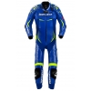 Combinezon moto de piele cu cocoașă SPIDI TRACK REPLICA EVO BLUE/YELLOW