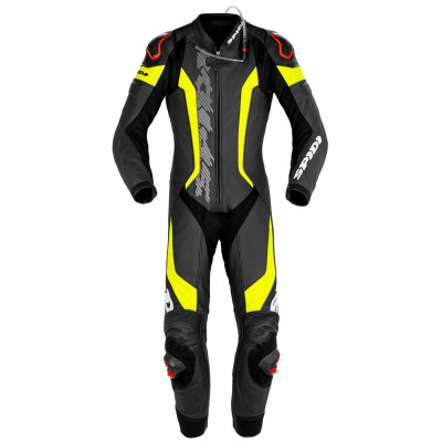 Combinezon moto cu protectie spate SPIDI LASER PRO PERFORATED 1PC BLACK/FLUO YELLOW