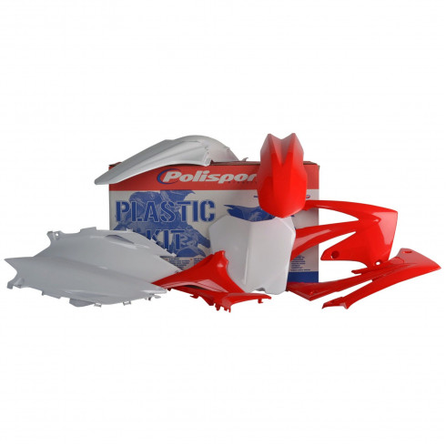 Kit plastic MX POLISPORT pentru HONDA CRF250R - 2010 / CRF450R - 2009-10 White/Red