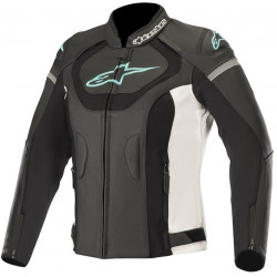 Geaca moto din piele pentru femei ALPINESTARS STELLA JAWS V3 BLACK/TEAL Geaca moto din piele pentru femei ALPINESTARS STELLA JAWS V3 BLACK/TEAL
