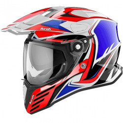 Casca AIROH COMMANDER CARBON RED/BLUE GLOSS