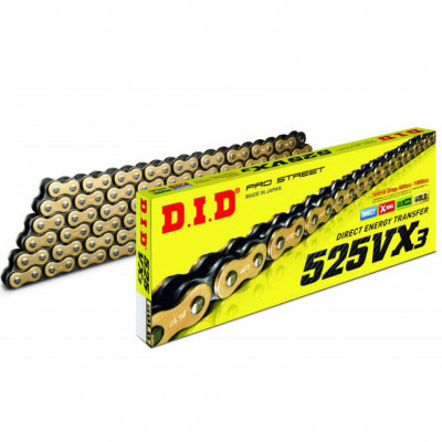 Lant moto DID 525VX3 GOLD&BLACK 108-zale  DID525VX3G&B108