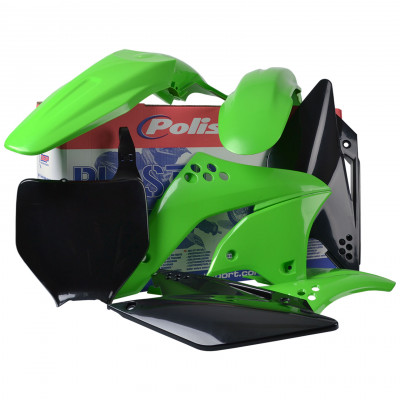 Kit plastic MX Polisport pentru Kawasaki KX250-2006-08 Green/Black OEM Color