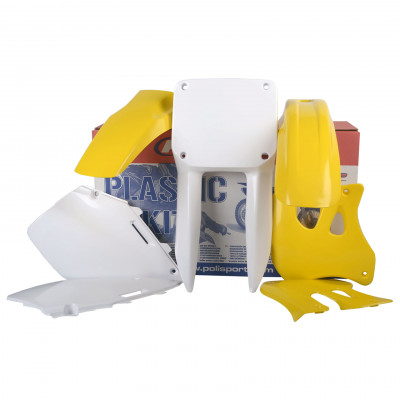 Kit plastic MX POLISPORT pentru Suzuki RM125 / RM250 - 1996-98 OEM Color Yellow/White