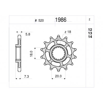Pinion fata TROFEO 361986Z12 Pinion fata TROFEO 361986Z12